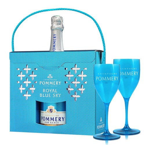 Pommery Blue Sky Champagne Gift Pack With 2 Flutes 75cl